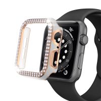 Pc Diamond Cover for Apple Watch Case 44mm 42mm 45mm 40mm Shell Frame Protector Iwatch Series 7 6 5 4 3 41/38mm Bumper Accessory