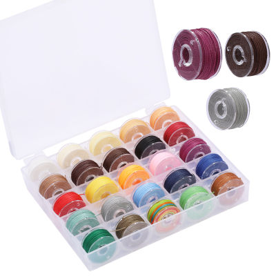 TLKKUE 25แกนด้ายสีสำหรับจักรเย็บผ้า Bobbins พร้อมด้ายผ้าควิลท์อุปกรณ์เย็บผ้า