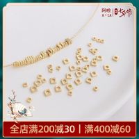 ☑ที่ได้❇14 K BaoJinBao เศษเล็กสีทองสี่เหลี่ยมแบนสเปเซอร์ทำด้วยมือเครื่องประดับอัญมณีลูกปัดสร้อยคอ Diy สร้อยข้อมือ-Z2