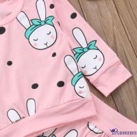 xzq - newborn ชุดเสื้อผ้าลายกระต่ายสําหรับเด็กผู้หญิง 3 ชิ้น