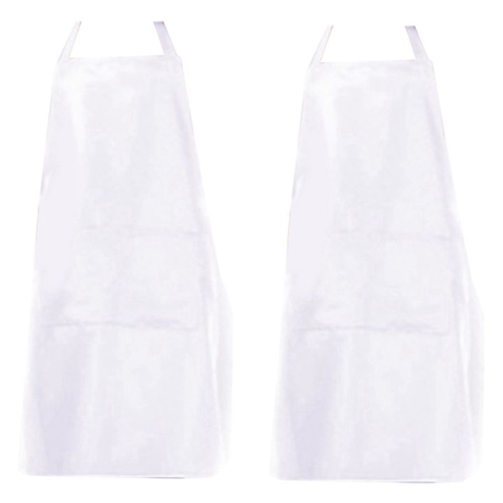 2x-bib-apron-with-pockets-thicken-cotton-polyester-blend-cooking-kitchen-restaurant-white