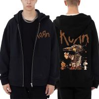 Singer Rock Band Korn Merch Y2k Graphic Zipper Hoodie Streetwear Men Cotton Zip Hoodies Man Hip Hop Punk Style Sweatshirt Size XS-4XL