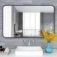 [COD] Mirror wall self-adhesive aluminum alloy hanging no punching wash makeup mirror bathroom rounded corners