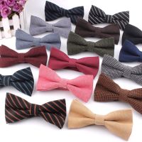 Cotton Bowtie For Groom Fashion Striped Bow tie For Men Women Solid Color Bow knot Adult Bow Ties Cravat Groomsmen Gifts Bowties Boys Clothing