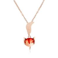 Fashion Women Ladies Rose Gold Fox Pendant Necklace Female Clavicle Chain Link Jewelry