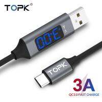 TOPK D-Line2 สายชาร์จเร็ว USB 3.0 USB Type C สาย MicroUSB แรงดันฟ้าผ่าและการซิงค์ข้อมูลที่แสดงในปัจจุบัน For iphone huawei xiaomi Samsung