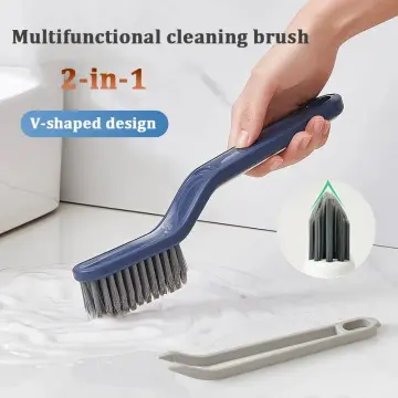 1PC/2PCS V-shaped Crevice Brush, Bathroom Long Handle Brush, Floor Brush,  Toilet, Hand Wash Pool, Bathtub, Tile, Hard Bristles, Cleaning Floor Seam  Brush