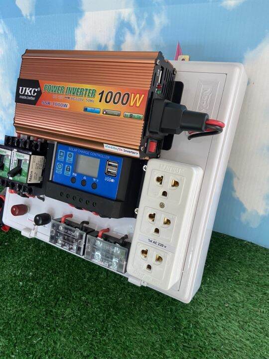 ชุดนอนนาโซล่าเซลล์-ชุดไฟบ้านสวน-inverter-1000w-ชาร์จไฟพลังงานสงอาทิตย์-ระบบไฟจ่ายออก-5v-12v-220v-ในชุดแถมฟรี-แผงโซล่าเซลล์40wแบตเตอรี่24ah