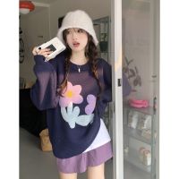 【CW】 Sweater Embroidery Fashion Leisure Lazy Wind Thicken Warm Sleeve Knitting Pullover