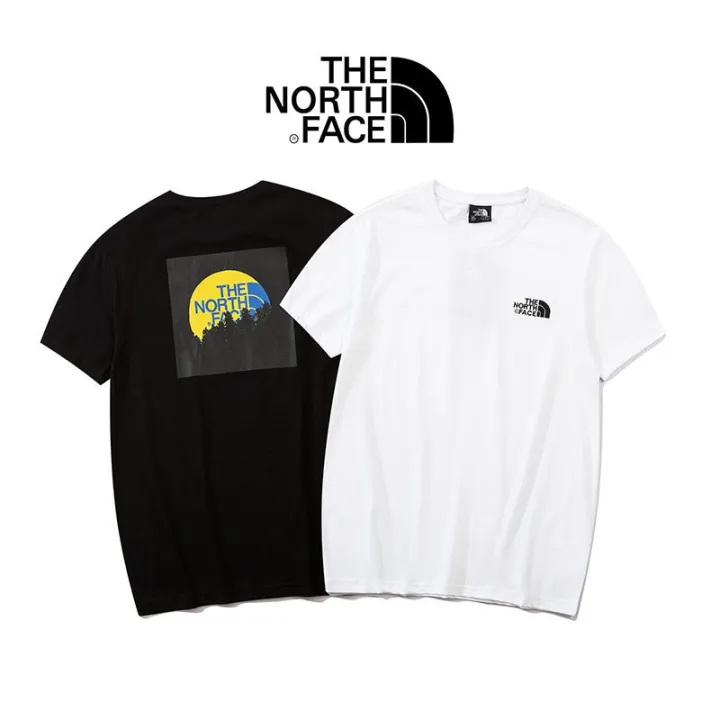 H THE NORTH FACE เสื้อยืดแขนสั้นพิมพ์ลายดวงจันทร์ เสื้อยืดคอกลมผ้าฝ้าย ...