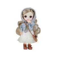 New 16cm 112 Bjd Doll High Quality 13 Movable Jointed With Clothes Long Wig Dress Up Play House Plastic DIY Toys For Girls Gift