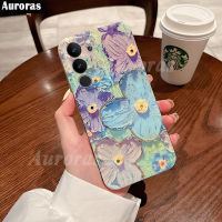 เคสโทรศัพท์ใหม่สำหรับ VIVO V29 Pro เคส V29E นิ่มสีฟ้าน้ำมันเบาป้องกันการกระแทกซิลิโคนลายดอกไม้สำหรับ VIVO V29E V29 Pro เคสโทรศัพท์