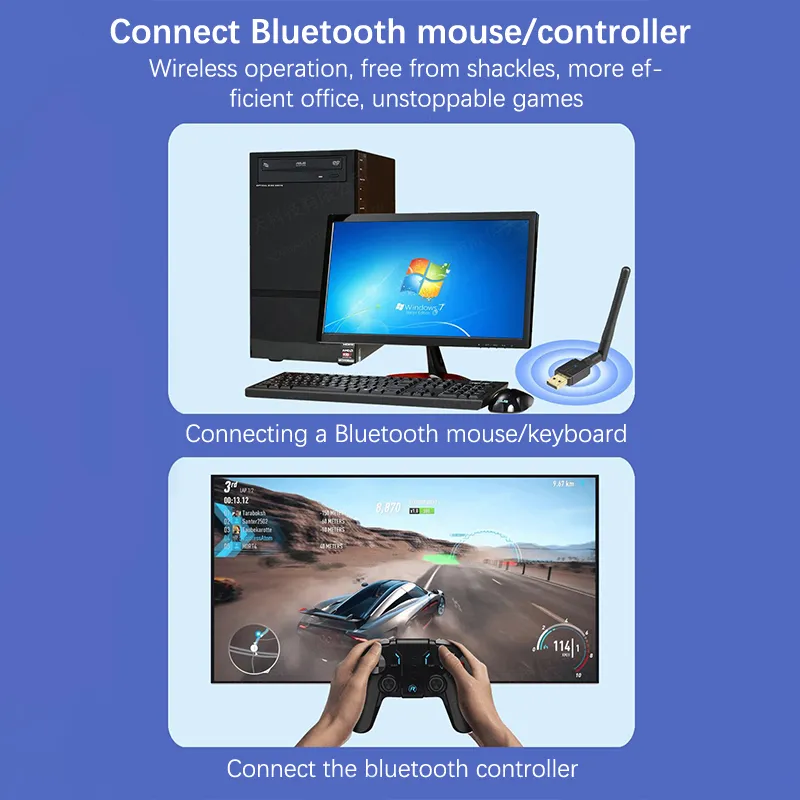 Bluetooth Adapter for PC, USB Bluetooth 5.3 Adapter, Long Range 328FT/100M  Bluetooth Dongle, Driver Free BT5.3 Adapter Compatible with Computer