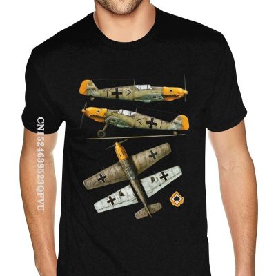 Unique Aircraft Bf 109E4 Airplane Pilot Cotton Oversized Anime Tshirt Men Hiphop Print Cotton MenS Small Size Black T Shirts