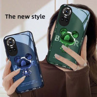 OPPO Reno 10 Pro ปลอก OPPO Reno 8T 8Z 7 8 6 6Z 7 Z 10 Pro PLUS 5G ปลอกหรูหราโลหะหมี Liquid Glass เคสกันกระแทกและเคสโทรศัพท์กันกระแทก