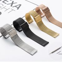 ☸№✸ Stainless Steel Mesh Watch Band 12/13/14/16/17/18/19/20/22mmWidth Folding Clasp Watch Strap Fashion Women Men Sport Watches Belt