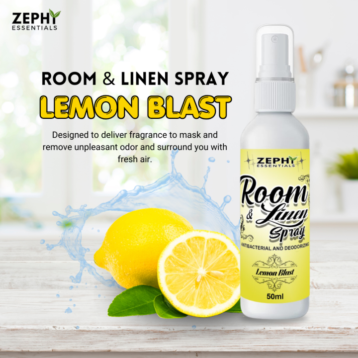 ZEPHY Room and Linen Spray 50ml Lemon Scent Natural Room Deodorizer and