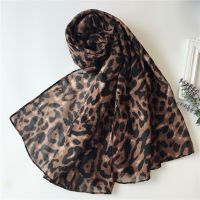 Voile Scarf Tudung Printed Shawl Cotton Leopard Snake Tiger Printed Long Wide Scarves Ironless