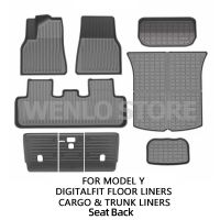 เสื่อปูพื้นชุดอุปกรณ์เสริมคาร์โก้,เสื่อปูพื้นเข้ากันได้กับ2020 Tesla รุ่น Y 2021 3D ทุกสภาพอากาศซับกันน้ำกันลื่น