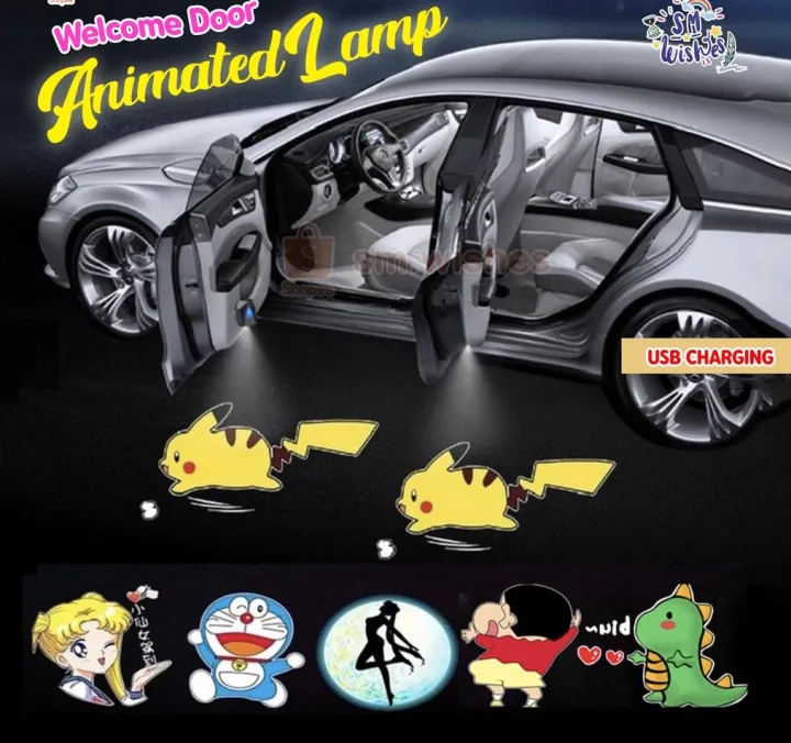 Lampu Animasi Mobil Gerak Animated Car Door Light LED Lucu Logo