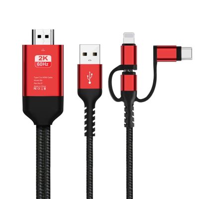 【ร้อน】3in1 Micro USB Type C ถึงสายเคเบิลอะแดปเตอร์ที่รองรับ HDMI สำหรับ IPhone X 6 7 8 IPad Samsung S8 S9 IOS โทรศัพท์ Android ไปยังทีวี HDTV