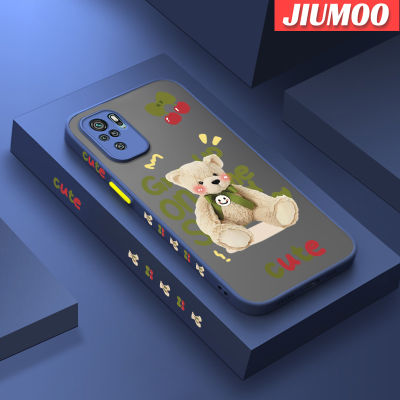 เคส JIUMOO สำหรับ Xiaomi Redmi Note 10 4G Note 10S Note 10 Pro POCO M5s Note 11 SE เคสการ์ตูนน่ารักดีไซน์ใหม่ตุ๊กตาหมีเคสโทรศัพท์แข็งกันกระแทกรูปแบบขอบซิลิโคนป้องกันเลนส์กล้องคลุมทั้งหมดเคสนิ่ม