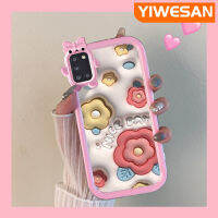 Chenyyka เคส A31ปลอกสำหรับ Samsung แฟชั่นลายดอกไม้สีรุ้ง3D สีสันสดใสน่ารักเลนส์กล้องถ่ายรูปปกป้องสัตว์ประหลาดน้อยกันกระแทกเคสมือถือและรอยขีดข่วนเคสป้องกัน