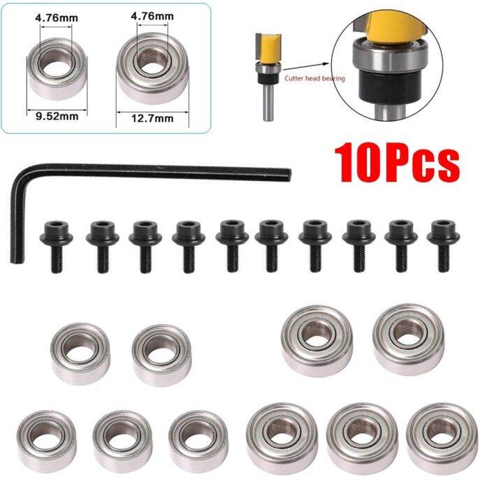 Toolsoutdoor 10 PCS Router Bits Top Mounted Ball Bearings Guide For