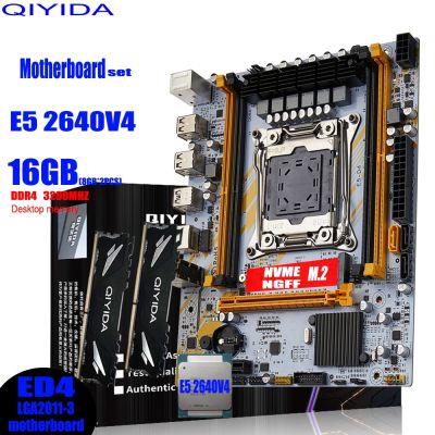 QIYIDA X99 Motherboard combo kit set LGA 2011-3 Xeon E5 2640 V4 CPU DDR4 16GB (2PCS 8G) 3200MHz Memory NVME M.2 SATA3.0