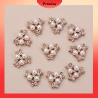 PROMISE 10PCS งานฝีมือ DIY รูปดอกไม้ เครื่องประดับหมวก เครื่องประดับศีรษะ ปุ่ม Rhinestone กระดุมมุก กิ๊บติดผมไข่มุก