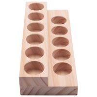 5X 11 Holes Wooden Essential Oil Tray Handmade Natural Wood Display Rack Demonstration Station for 5-15Ml Bottles