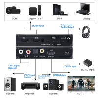 (ร้อน) 2พอร์ต HDMI 2.0แยกเสียงสำหรับ PS5 4พัน60เฮิร์ต5.1Ch HDMI2.0b HDMI ARC สวิทช์ด้วยเสียง Toslink สเตอริโอ HDCP 2.2 4พัน60เฮิร์ต