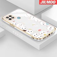 JIUMOO เคสสำหรับ OPPO A15 A35 A15s 4G เคสการ์ตูนแมวน่ารักๆลายดีไซน์ใหม่แฟชั่นบางหรูหราชุบเคสเคสมือถือกันกระแทกคลุมทั้งหมดป้องกันเลนส์กล้องเคสนิ่ม