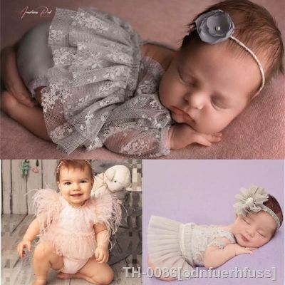 ❂ Dvotinst bebê recém-nascido meninas fotografia adereços rendas roupas vestido chapéu 2 peças conjunto de estúdio tiro foto