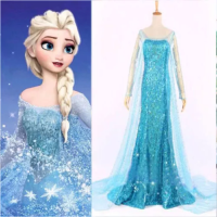 [Pickmine] ร้อน Elsa ราชินีเจ้าหญิงผู้ใหญ่ผู้หญิงงานเลี้ยงค็อกเทลชุดเครื่องแต่งกายชุด Elsa