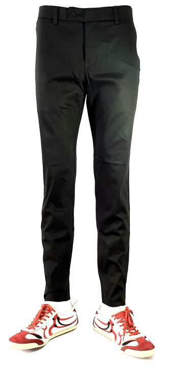 สแล๊คชาย-กางเกงชิโน-กางเกงขายาว-สแลคผู้ชาย-สีดำ-ใส่ทำงานได้-ผ้ายืด-ทรงกระบอก-size-28-54-ไซส์ใหญ่-จัมโบ้