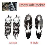 ☢ Motorcycle Front Fork Skull Stickers Decal For Harley Davidson Sportster Softail Dyna Electra Glide Honda Yamaha BMW Universal