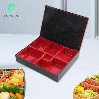 Focheni ถาดซูชิญี่ปุ่นกล่องเบนโตะญี่ปุ่น6ช่องสำหรับบ้านปิกนิกสำนักงาน