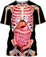 Male Skeleton Internal Organs 3D Print T-Shirts Men Round Neck Short Sleev T-Shirt Anime Funny T Shirt