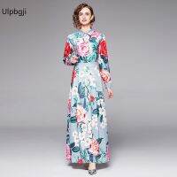 European and American Fashion All-Match Waist Slimming Positioning Printed Dress