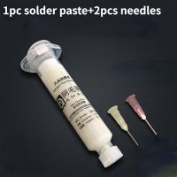 hot【DT】❅  New 1PC AMAOE Solder Paste with 2Pcs Syringe Needles Halogen-Free Welding Flux for BGA PCB Reballing Repair Soldering