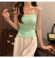 W8839 A เสื้อครอปสายเดี่ยว ผ้าบาง สีสดใส สายปรับไม่ได้ สินค้าไม่มีซับในให้ พร้อมส่งจากไทย