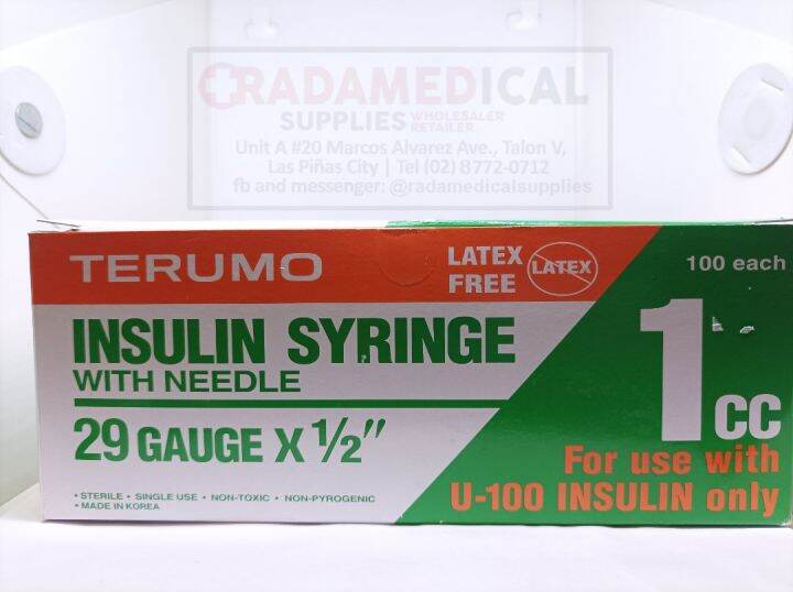 Terumo Insulin Syringe with Needle GAUGE 29 1cc 1 box or Set of 10