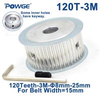 Powge 120ฟัน Htd 3M จังหวะรอกแบบซิงโครนัส8/10/12/14/15/19/20/25Mm สำหรับความกว้าง15Mm ล้อสายพาน Htd3m 120 T 120ฟัน