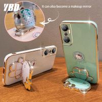 YBDมีเคสโทรศัพท์กระจกสำหรับ infinix Hot 20 4G 5G Hot 20i 20S 20 Play เคสน่ารัก3D แมวพับเคสซิลิโคนแบบนิ่มขายึดภาพสามมิติ