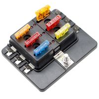 6 Way Blade Fuse Box with LED Light Indication Protection Cover Holder Standard Circuit Fuse Holder Box Block for Car Boat