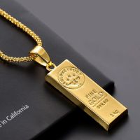 【CW】Hip Hop Australia MGOLD WE TRUST Bullion Bar Pendant Necklace Stainless Steel Gold Color Men Punk Black Person Jewelry Gift