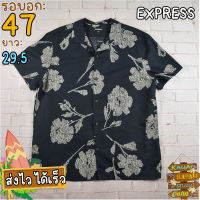 EXPRESS®แท้ อก 47 เสื้อฮาวายชาย เสื้อวินเทจ เสื้อผ้าผู้ชาย สีดำ แขนสั้น เนื้อผ้าดี