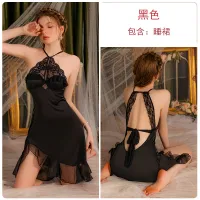 2023 Hot Sexy Backless Temptation Plus Chest Pad Push Up Lace See-Through Temptation Pure Desire Cheongsam Loungewear Suit P3346