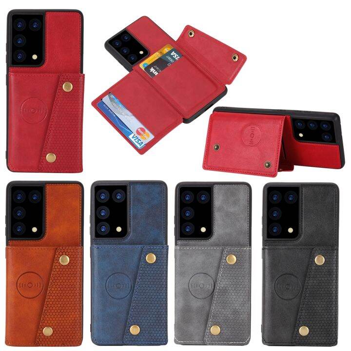 เคสโทรศัพท์ใหม่สำหรับ-samsung-galaxy-s23-s22-s21-s20-s10-s9-s8-s21-s22-s20อัลตร้า-s21-s20-fe-แบบย้อนยุคสุดหรูช่องเสียบบัตรเป็นหนังเคสโทรศัพท์ป้องกันการตกด้านหลัง